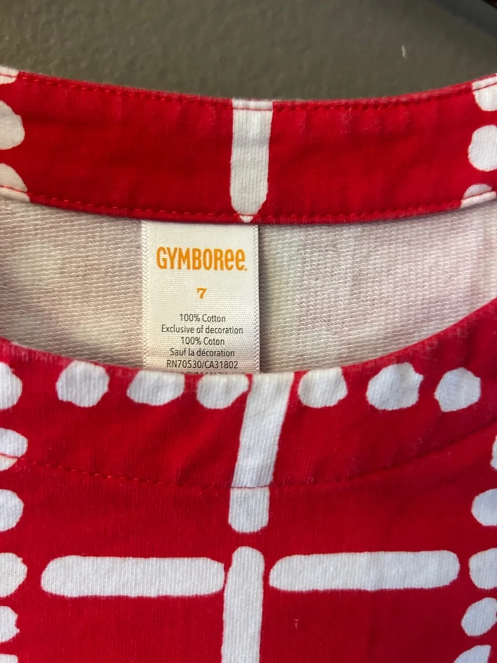 Gymboree girls 3/4 sleeve red / white dress size 7